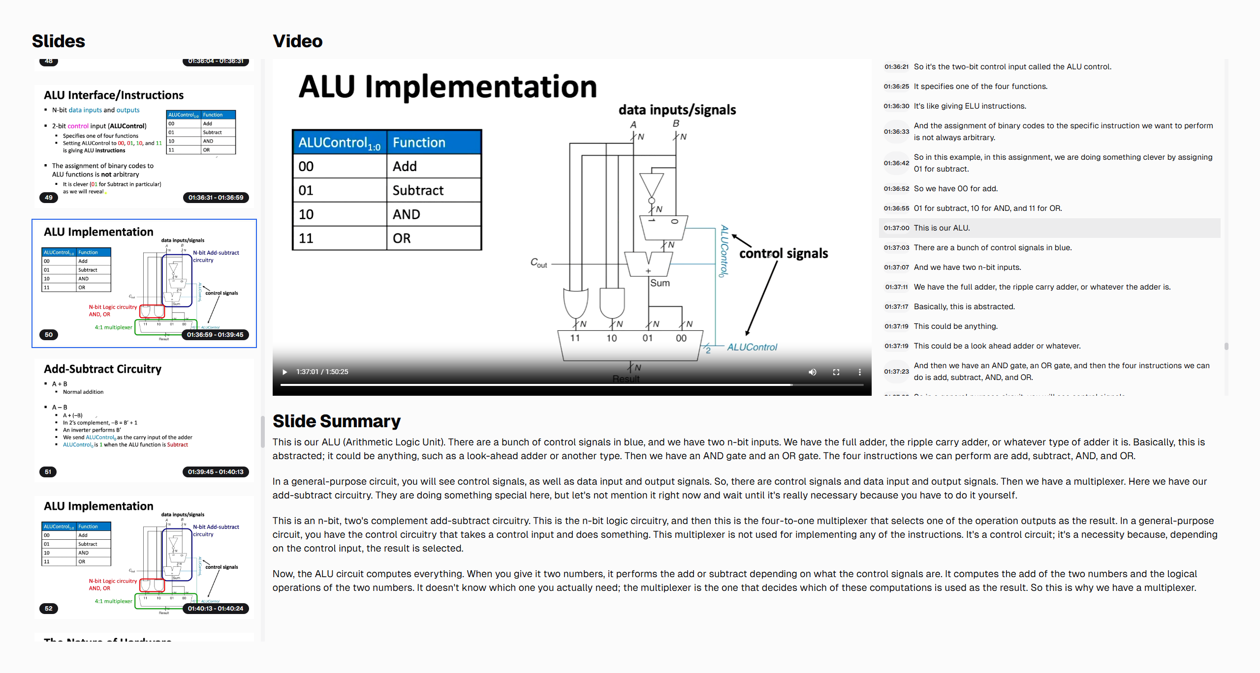 Screenshot of the app